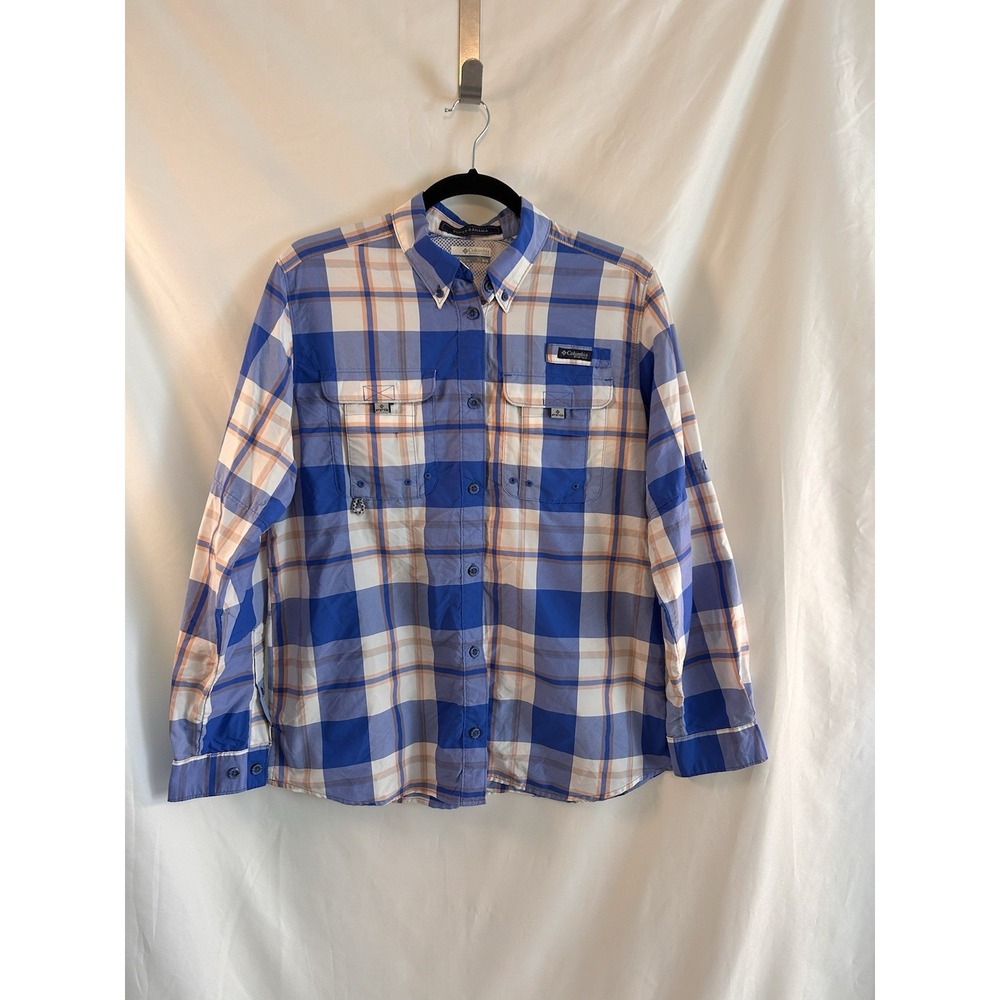 Columbia Medium PFG Super Bahama Shirt Button Up Vented Quick-Dry Roll-Tab Plaid - Picture 2 of 13